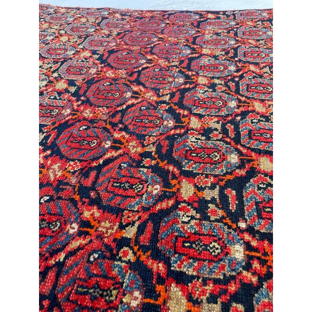 Antique Fragment Rug Zoroastrian Flame Pattern Rug 3.4 x 5.7 For Sale - Image 4 of 12