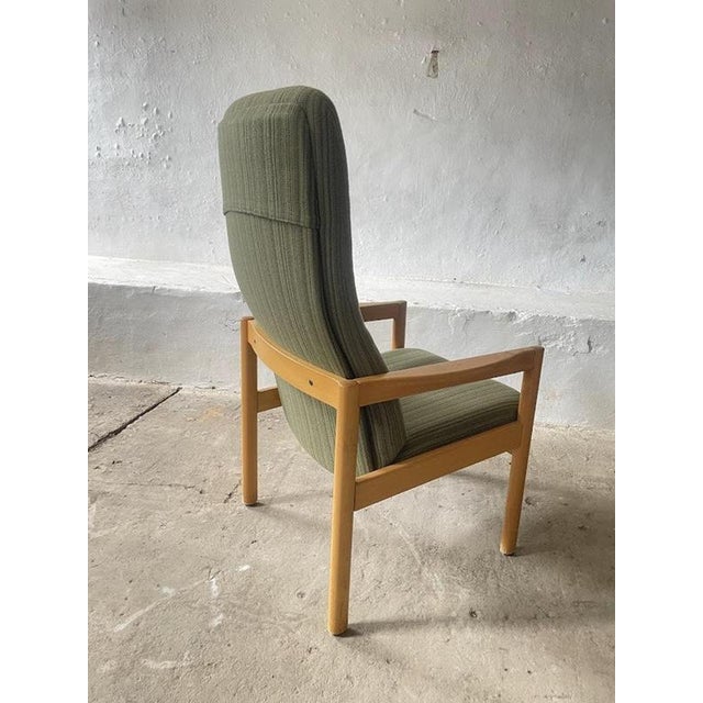 Textile Scandinavian High-Back Lounge Chair For Sale - Image 7 of 17