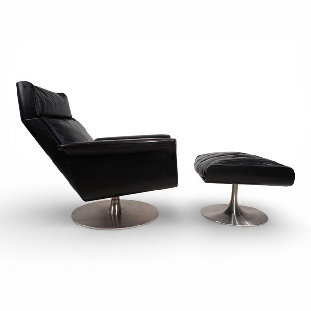 Set of Siesta 62 Leather Lounge Chair and Ottoman by Jacques Brule for Kaufeld, 1960 For Sale - Image 4 of 18