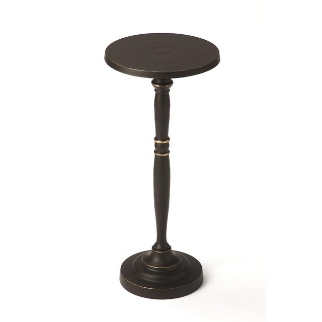2020s Langford Indoor 10 in. W Round Metal Pedestal Base Side Table, Black Gold For Sale - Image 5 of 5