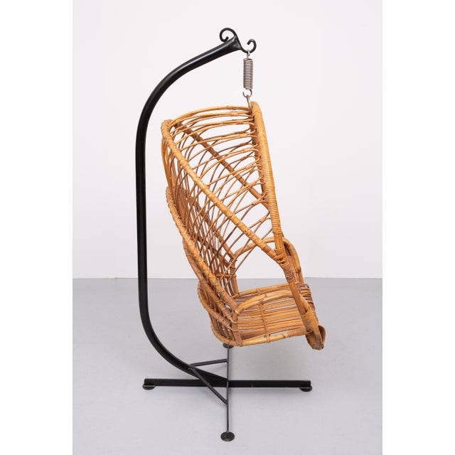 Rattan Hanging Chair by Rohé Noordwolde, Holland, 1960s For Sale - Image 9 of 9