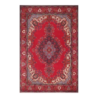 Vintage Tabriz Red/Blue Wool Rug - 9'8'' X 13'0'' For Sale