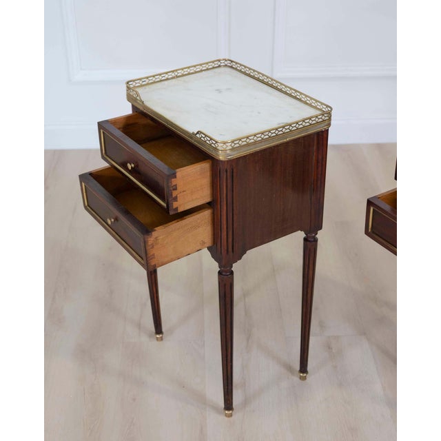 Pair of French 20th Century Louis XVI Style Bedside Tables For Sale - Image 4 of 12