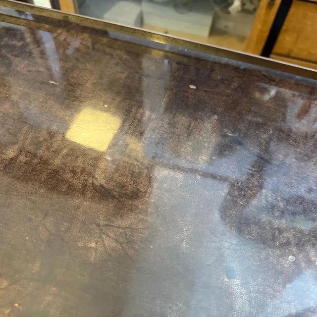 1950s Mid-Century Modern Brown Painted Goatskin and Brass Tray by Aldo Tura For Sale - Image 10 of 13