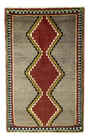Hand-Knotted Gabbeh Rug with Geometric Pattern