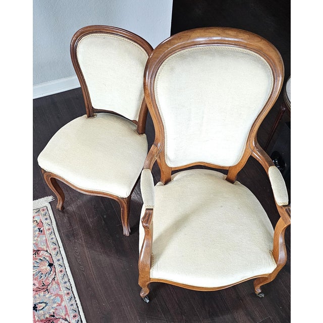 French Ladies Parlor Chairs Antique ,19th Century For Sale - Image 3 of 12