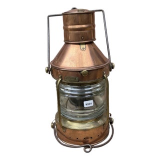 Copper Anchor Lantern with Fresnel Lens For Sale