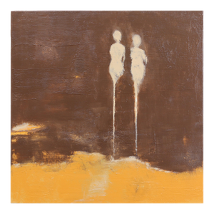 Watching the World Carry on - Abstract Brown Tone Figurative Mixed Media Original Artwork by Amber Goldhammer