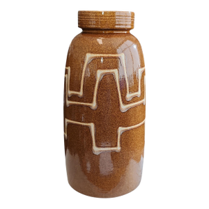 1960s Scheurich Keramik Large Aztec Pattern Vase