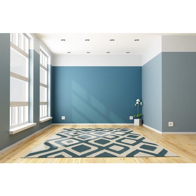 2020s 5x8 Ivory Flat Weave Wool Diamond Lattice Geometric Modern Carpet Rug For Sale - Image 5 of 5