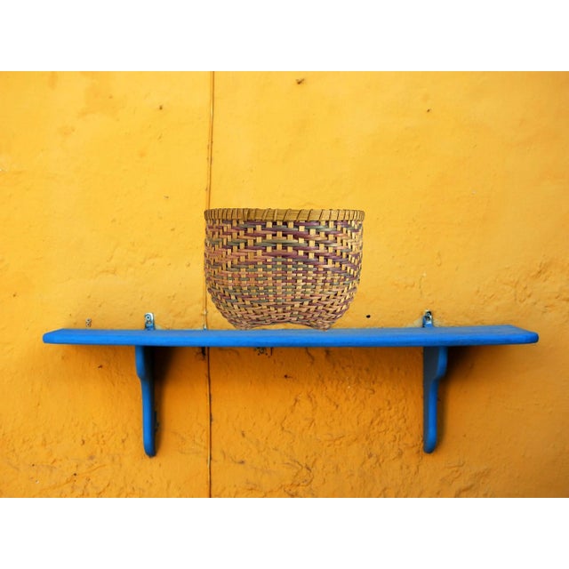 1980s Large 1980s Vintage Hand Woven Multi Coloured (Pastel) Shades Wicker Basket, Florida For Sale - Image 5 of 8