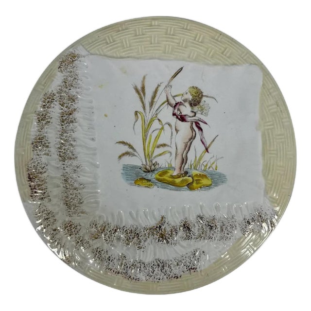 Cupid Plate, Antique Transferware Handkerchief Plate For Sale