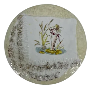 Cupid Plate, Antique Transferware Handkerchief Plate