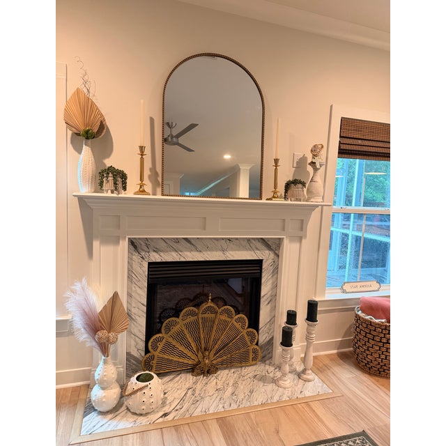 Brass 1960s Brass Peacock Folding Fireplace Screen With Winged Griffin Gargoyle Motif For Sale - Image 8 of 8