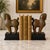 A substantial pair of Ancient World–inspired horse bookends with design elements suggestive of both Asian and Greco-Greek...