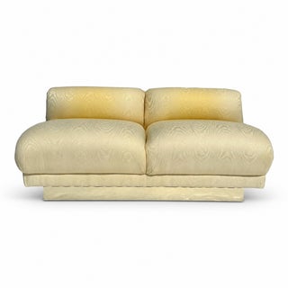 Vintage Bernhardt Brass Base Slipper Love Seat For Sale