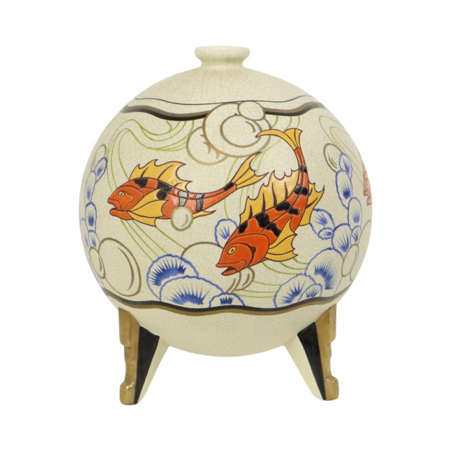 Art Deco Vase with Fish from Orchies, France, 1920s For Sale - Image 6 of 18