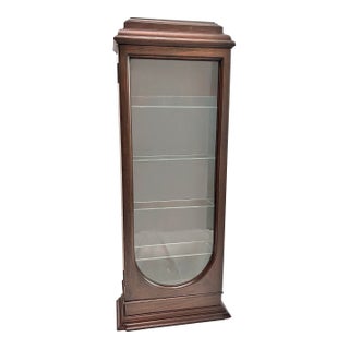 Antique Oak Tabletop Curio Cabinet With Glass Door & Removable Shelves For Sale