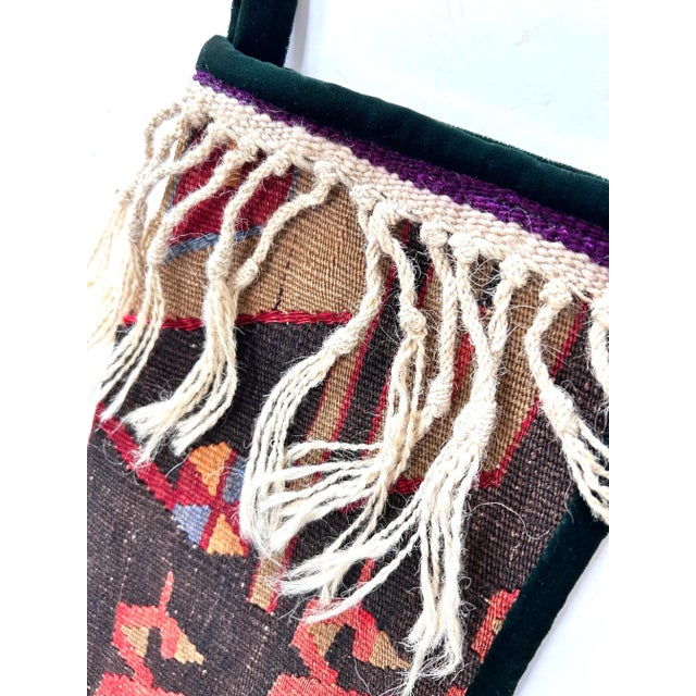 Textile Vintage Turkish Kilim Christmas Stockings – Handwoven Rug Stockings, Pair For Sale - Image 7 of 8