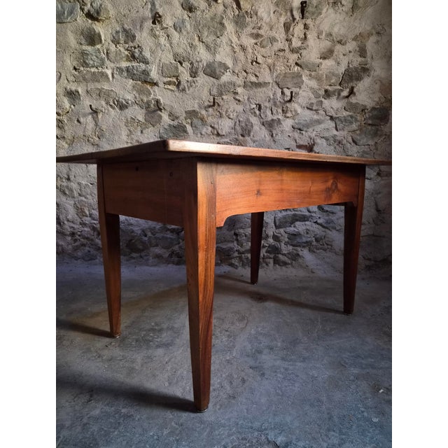 Antique French Walnut Farmhouse Dining Table with Drawer, 1900s For Sale - Image 16 of 18