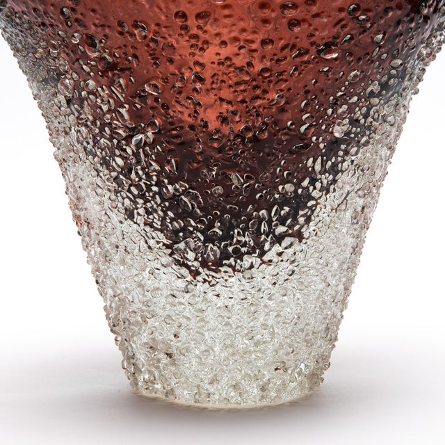 2020s Hand-Blown Murano Frozen Vase in Light Amaretto Medium For Sale - Image 5 of 7