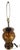 A vintage table lamp in amber tortoiseshell pattern art glass, featuring a baluster body and flared glass collar beneath...