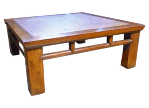 Coffee Table with Woven Rattan Top