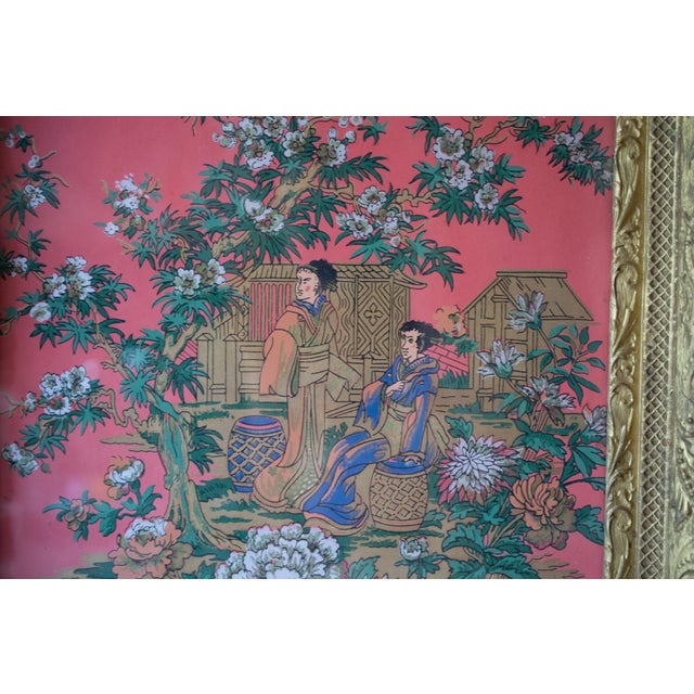 Japanese Antique Japanese Painting on Coral Rice Paper Framed For Sale - Image 3 of 6