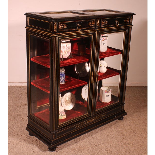 Brown Napoleon III Collectors Display Case For Sale - Image 8 of 18