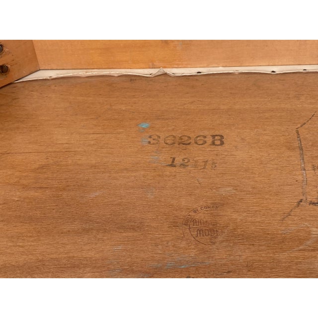 Solid Birch vanity bench designed by Russel Wright for Conant Ball vintage 1940's with original biege vinyl seat. 15"H x...