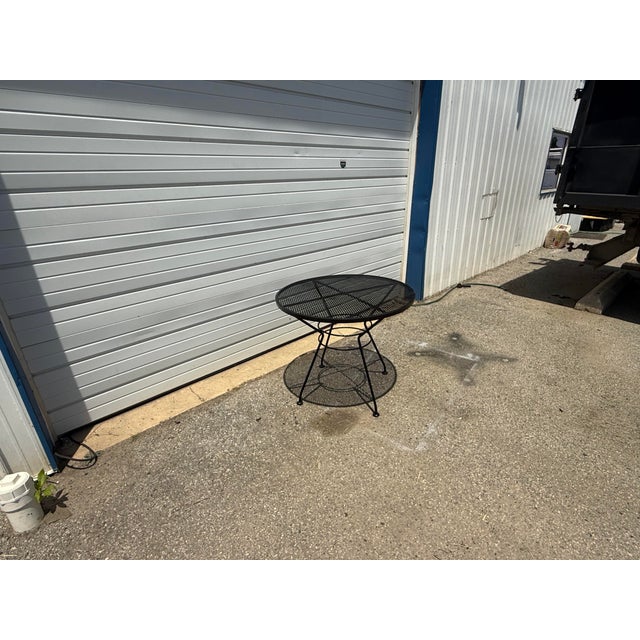 Vintage Salterini Style Wrought Iron Mesh Patio Table – 36” Round For Sale - Image 12 of 12