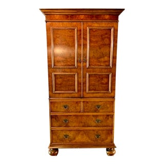 Yorkshire House Myrtle Burl Armoire or Media Cabinet For Sale