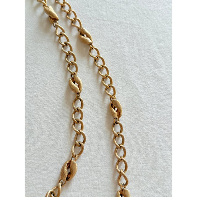 Napier Vintage 1970s Napier Gold Tone Brushed Station Chain Necklace For Sale - Image 4 of 12
