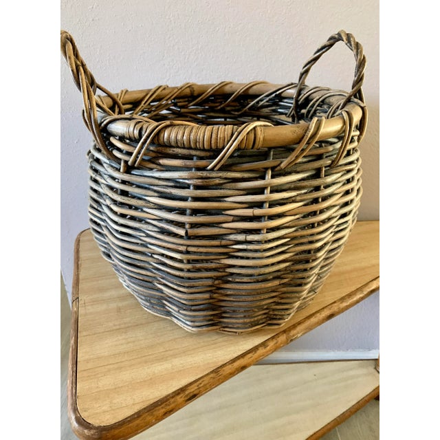 Vintage Large Woven Harvest Basket For Sale - Image 9 of 11