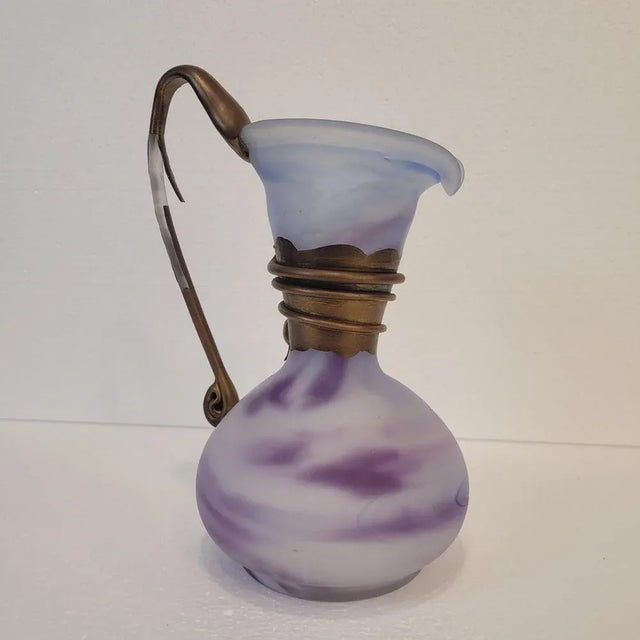 Violet Glass Jug with Gilt Decorations, France, 1980s For Sale - Image 11 of 17