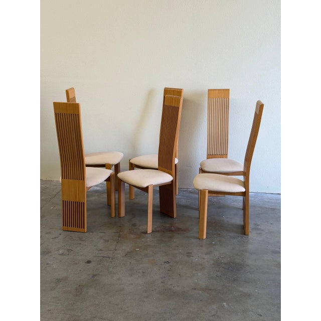 Late 20th Century Set of 6 Italian Tall Back Dining Postmodern Chairs in Style of Pietro Costantini For Sale - Image 4 of 7