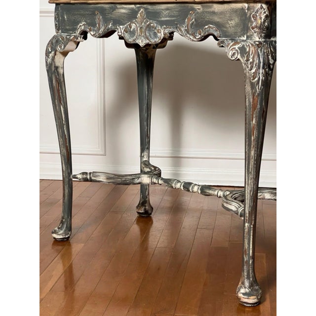 Gray 19th Century French Louis XV Style Paint Decorated Table in a Distressed Finish For Sale - Image 8 of 15
