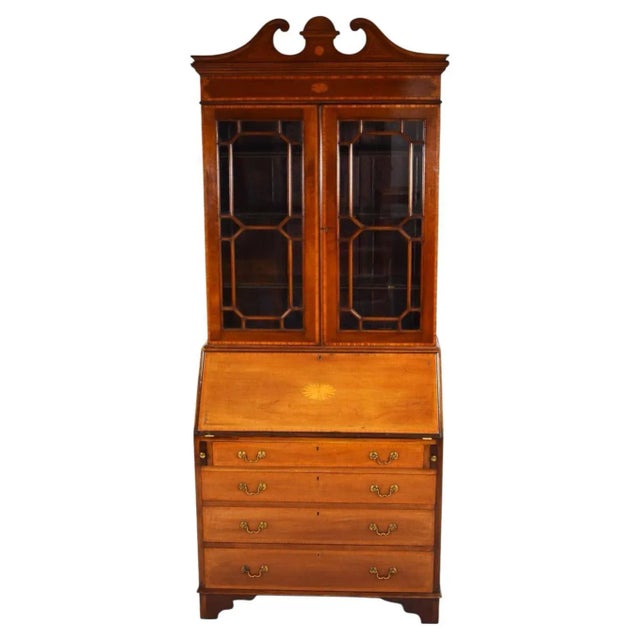 Edwardian Bureau with Bookcase in Mahogany, 1901 For Sale - Image 9 of 9