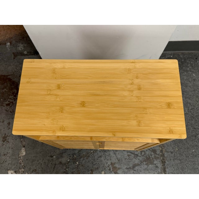 Wood Bamboo Double Door Storage Cabinet For Sale - Image 7 of 12