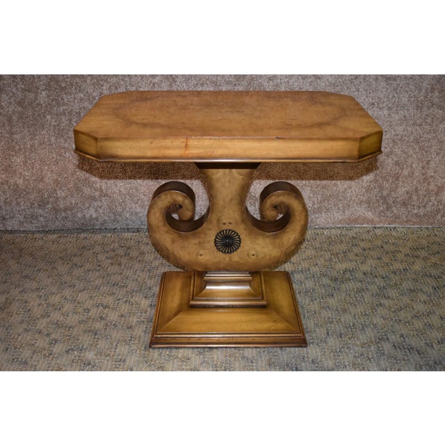 Weiman Burl Wood Side Table Kameo Neo Classic Inlaid Pedestal End Stand For Sale - Image 12 of 12