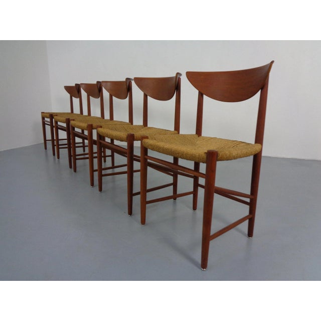 Model 316 Dining Room Chairs by Peter Hvidt & Orla Mølgaard Nielsen in Teak. Manufactured by Søborg Møbelfabrik. This...