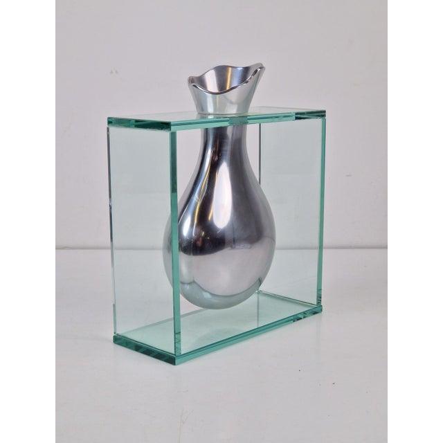 Art Vase in Aluminum and Glass attributed to Lisa Mori, Italy, 1980s, Set of 4 For Sale - Image 17 of 18