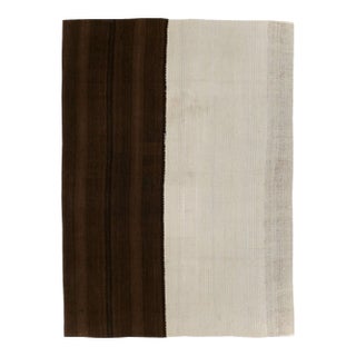 Galerie Shabab Collection Tribal Mid-20th Century Turkish Flatweave Kilim Accent Rug in Brown & Cream For Sale