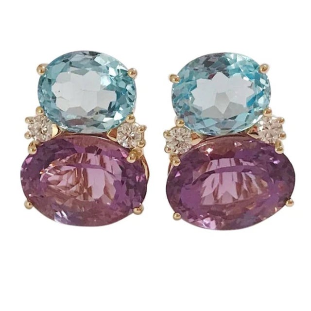 Christina Addison Large Gum Drop™ Earrings With Cabochon Chalcedony and Diamonds - a Pair For Sale - Image 11 of 12