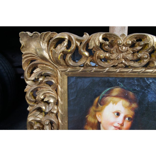 Late 20th Century Kalina Oksana 'The Girl Entreaty' Portrait Painting Ornate Rococo Frame For Sale - Image 11 of 12
