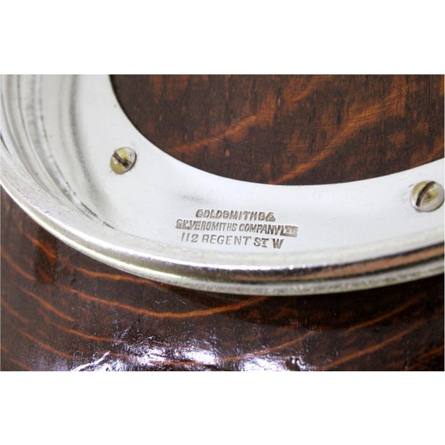 Wooden Salad Bowl with Silver Applications, Porcelain Core and Shield-Shaped Cards for Monograms For Sale - Image 9 of 11