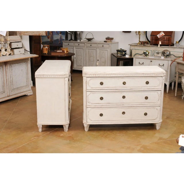 Swedish Gustavian Style 1850s Painted Wood Chests with Carved Motifs - A Pair For Sale - Image 12 of 12