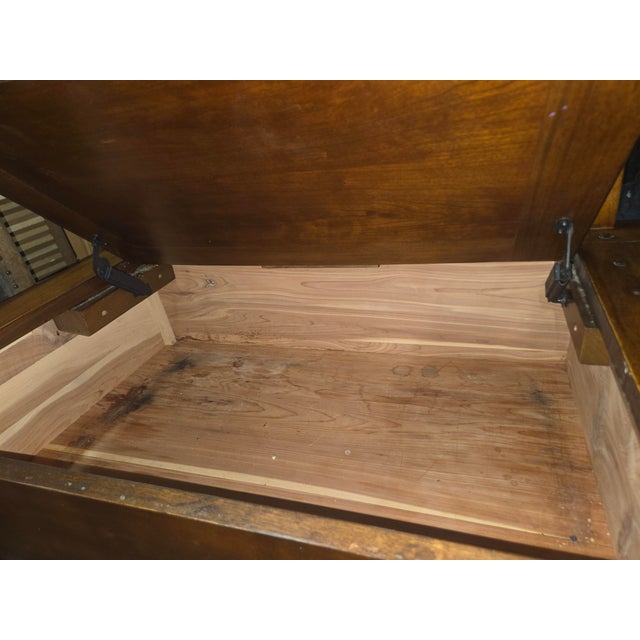1990s Bernhardt Furniture "Bandini" Arts & Crafts Oak Storage Settle Bench For Sale - Image 10 of 11