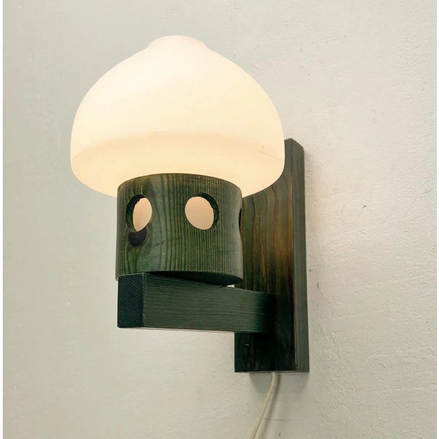 Mid-Century Modern Mid-Century Modern Swedish Wall Lamp in Wood and Opaline, 1960s For Sale - Image 3 of 8