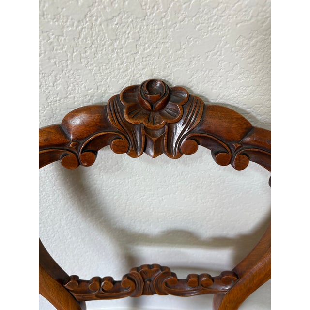 Rococo Antique Victorian Rococo Revival Carved Walnut Balloon-Back Needlepoint Chair For Sale - Image 3 of 10